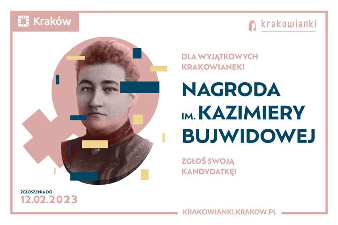 plakat II edycja Nagrody im. Kazimiery Bujwidowej dla wyjÄ…tkowych krakowianek